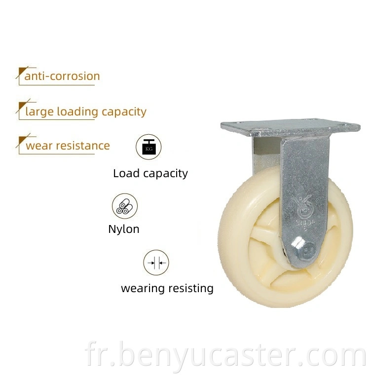 Caster robuste avec frein ou sans roues industrielles en nylon de freinage